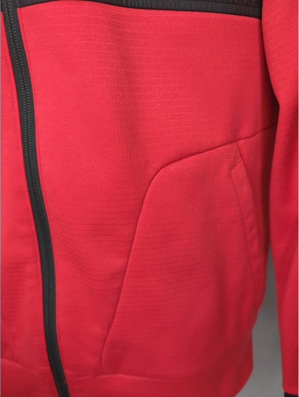 The North Face Training Jacket Hoodie Logo Men Small Fleece Hooded Red Black Gym